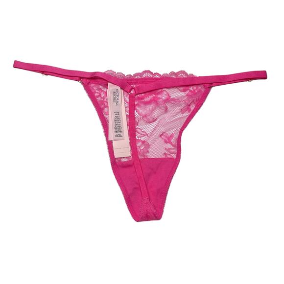 Victoria's Secret Rose Lace Adjustable V-String Panty Ultra Pink Size Large - Picture 2 of 2